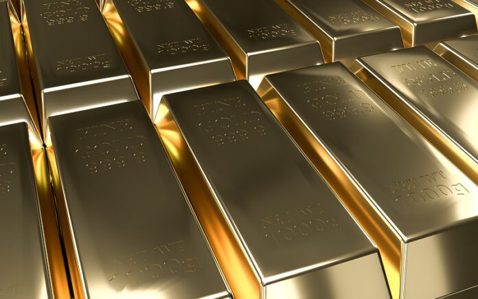 Gold Bars, the weight of shiny golden bars 1000 grams 999.9. Con